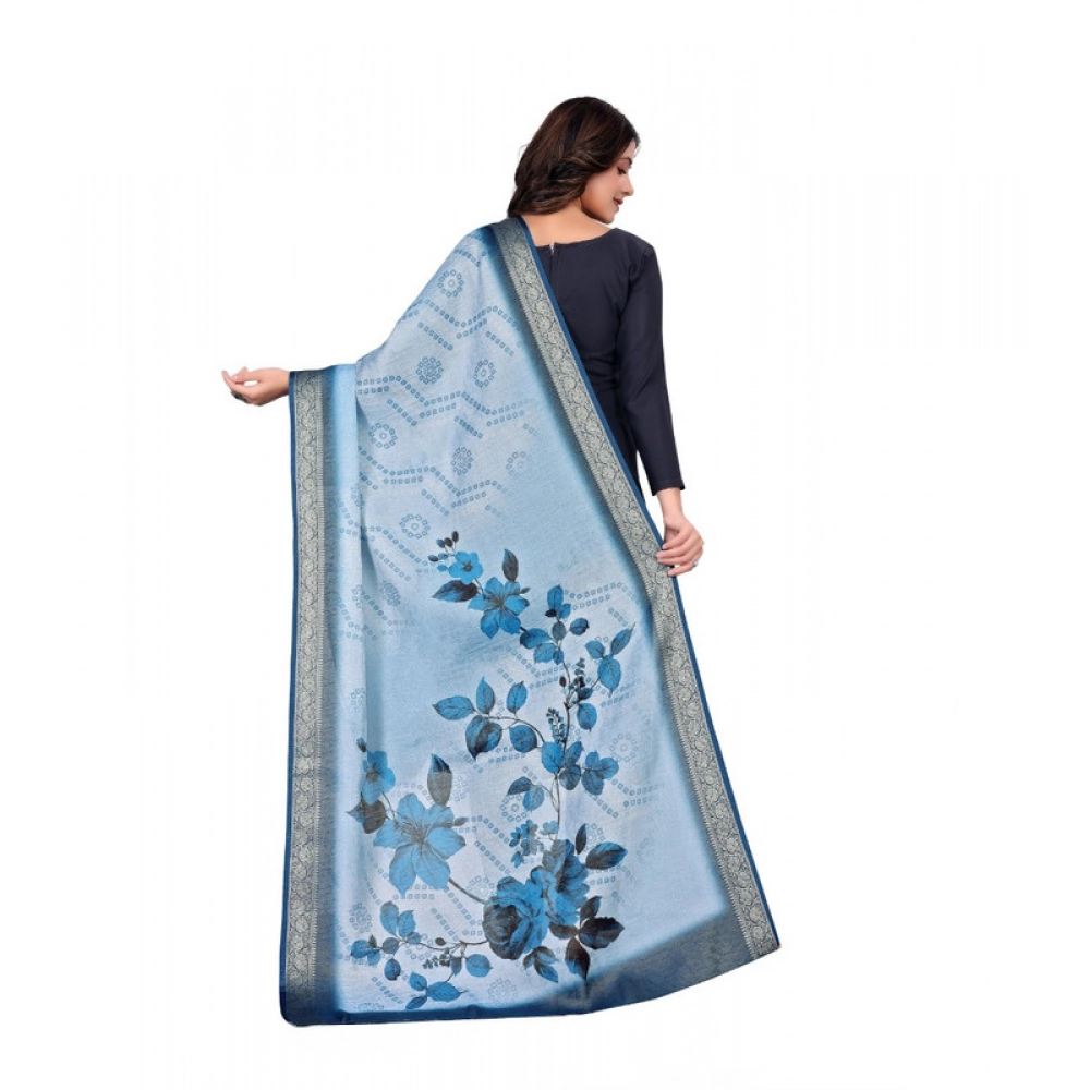Generic Women's chanderi silk Printed Dupatta (Blue, Length: 2 Mtr) - Image 5