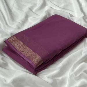 Generic Women's Crepe Chit Pallu Solid Saree With Unstitched Blouse 5.5Mtr (Light Pink)