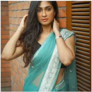 Generic Women's Soft Lichi Silk Printed Saree With Unstitched Blouse 5.5Mtr (Sky-Blue)