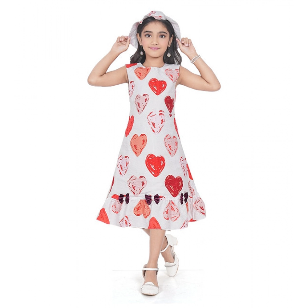 Generic Girl's Popcorn Printed Sleeve Less Round Neck Dress (Red) - Image 3