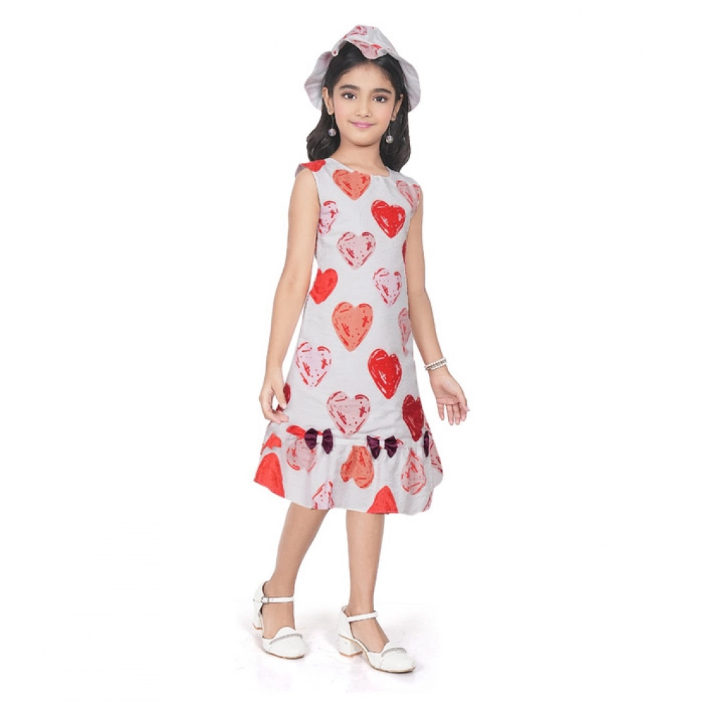 Generic Girl's Popcorn Printed Sleeve Less Round Neck Dress (Red) - Image 2