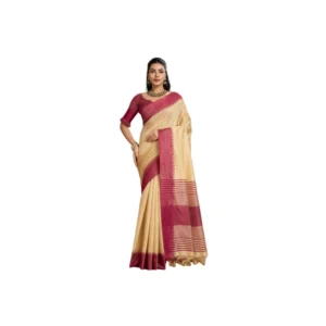 Generic Women's Raw_Silk Woven Saree With Unstitched Blouse 5.5Mtr (Beige)
