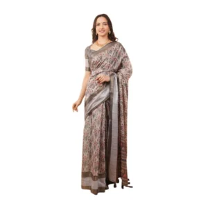 Generic Women's Polyester Printed Saree With Unstitched Blouse 5.5 Mtr (Multicolor)