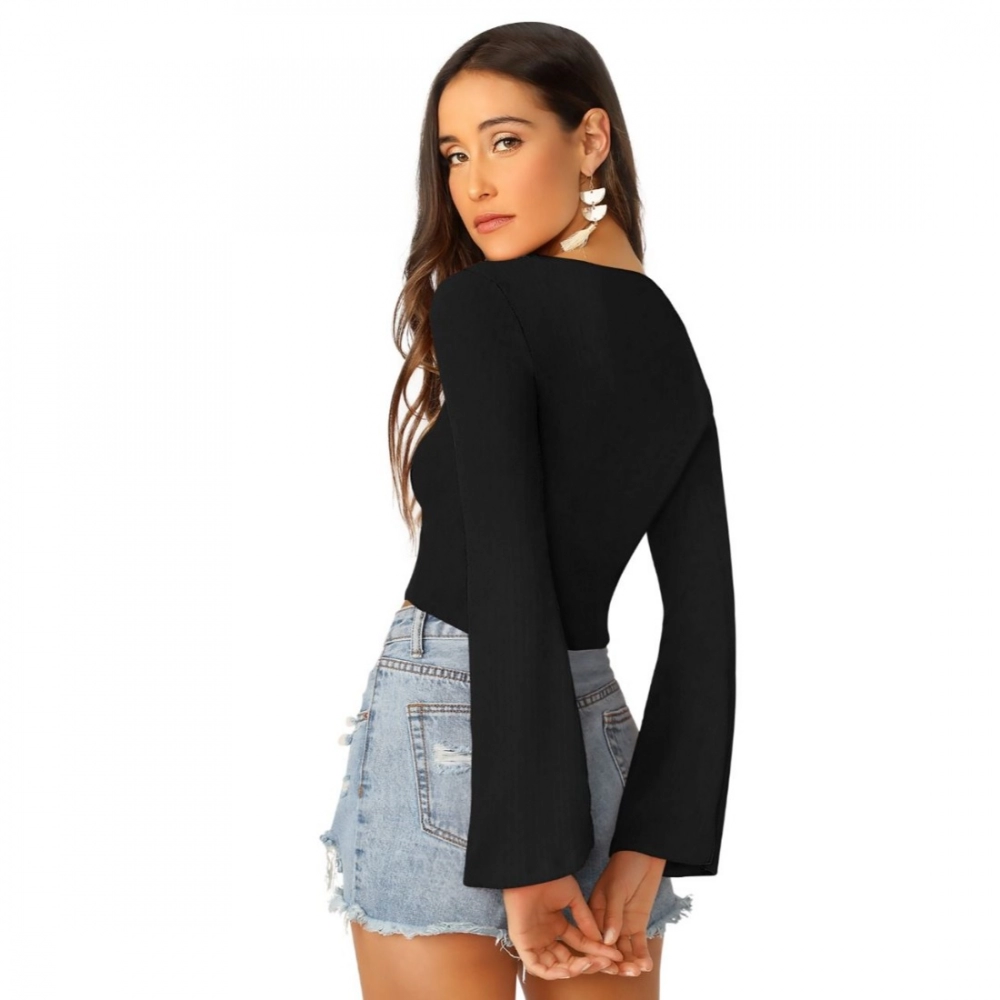 Generic Women's 95% Polyester 5% Spandex Western Wear Tops (Black) - Image 2