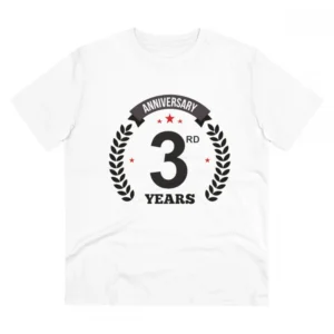 Generic Men's PC Cotton 3rd Anniversary Printed T Shirt (Color: White, Thread Count: 180GSM)