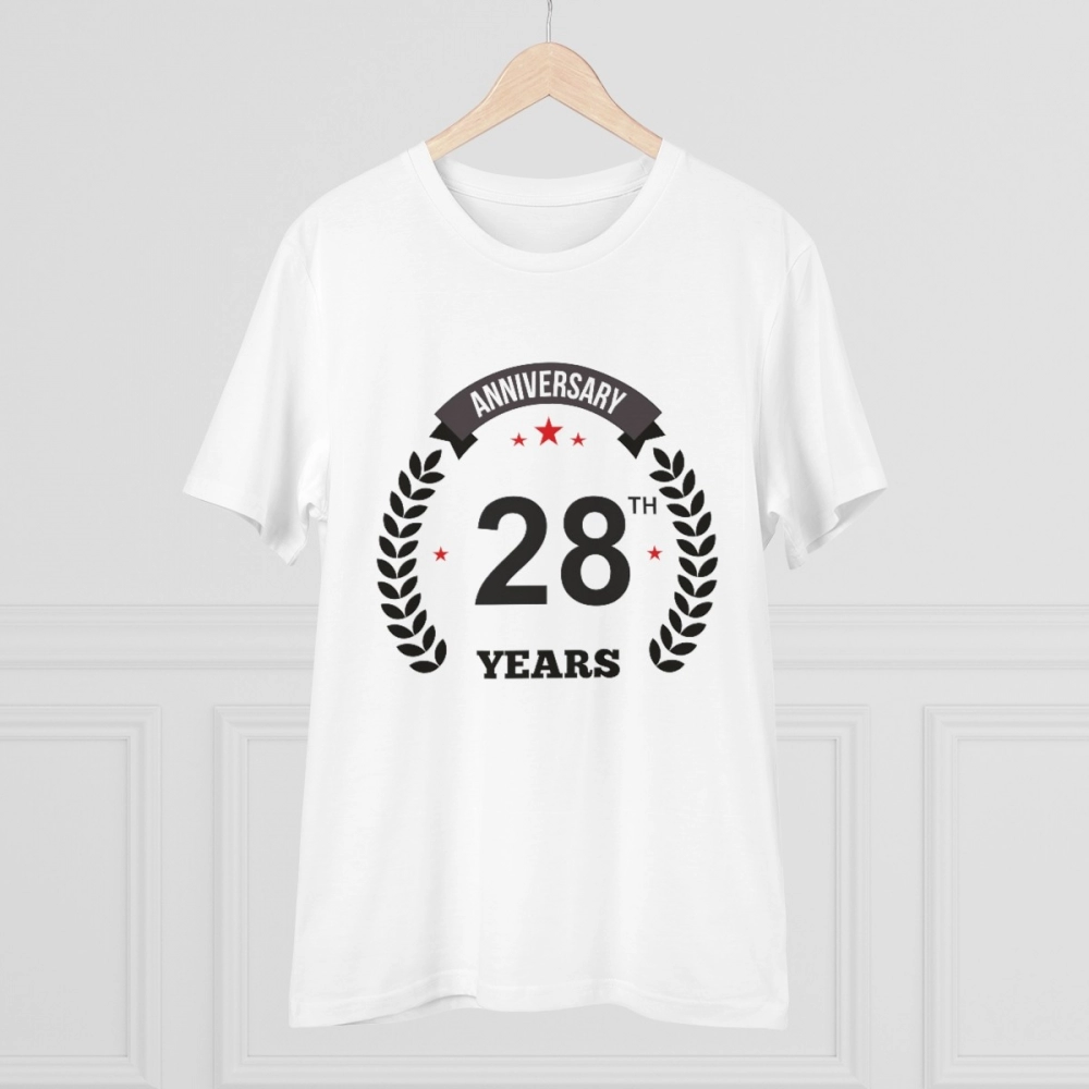Generic Men's PC Cotton 28th Anniversary Printed T Shirt (Color: White, Thread Count: 180GSM) - Image 3