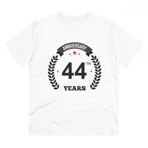 Generic Men's PC Cotton 44th Anniversary Printed T Shirt (Color: White, Thread Count: 180GSM)