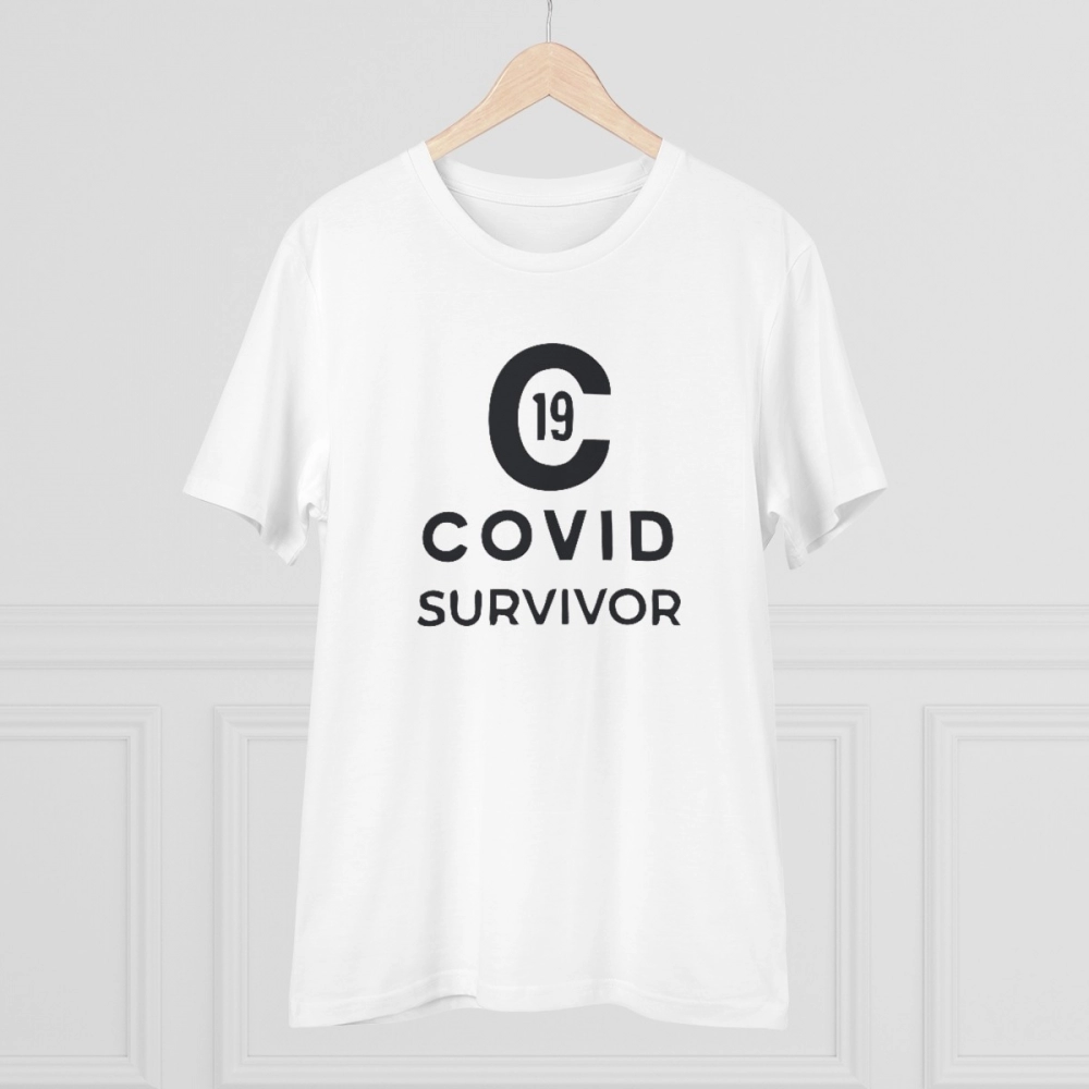 Generic Men's PC Cotton Covid 19 Survivor Printed T Shirt (Color: White, Thread Count: 180GSM) - Image 3