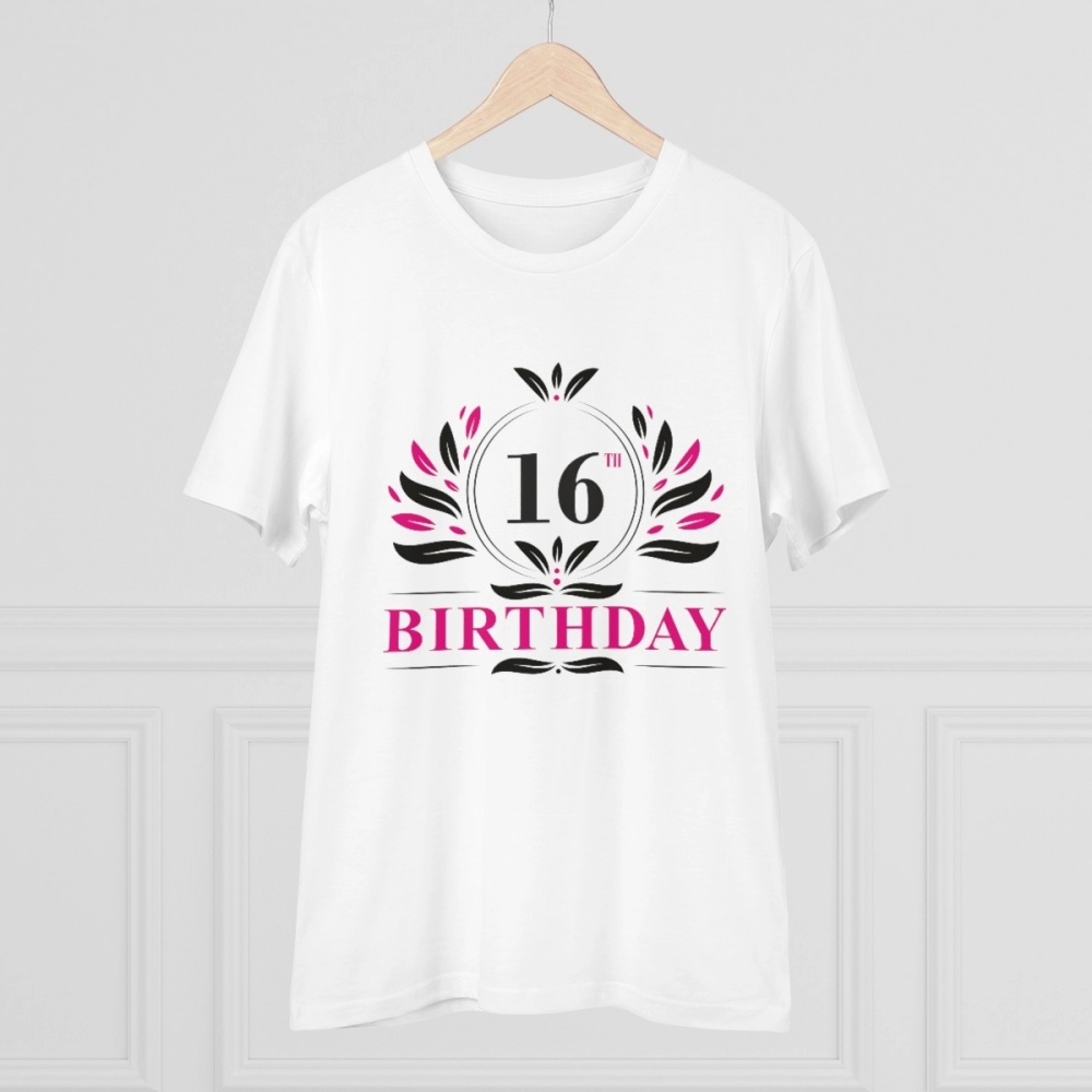 Generic Men's PC Cotton 16th Birthday Printed T Shirt (Color: White, Thread Count: 180GSM) - Image 3