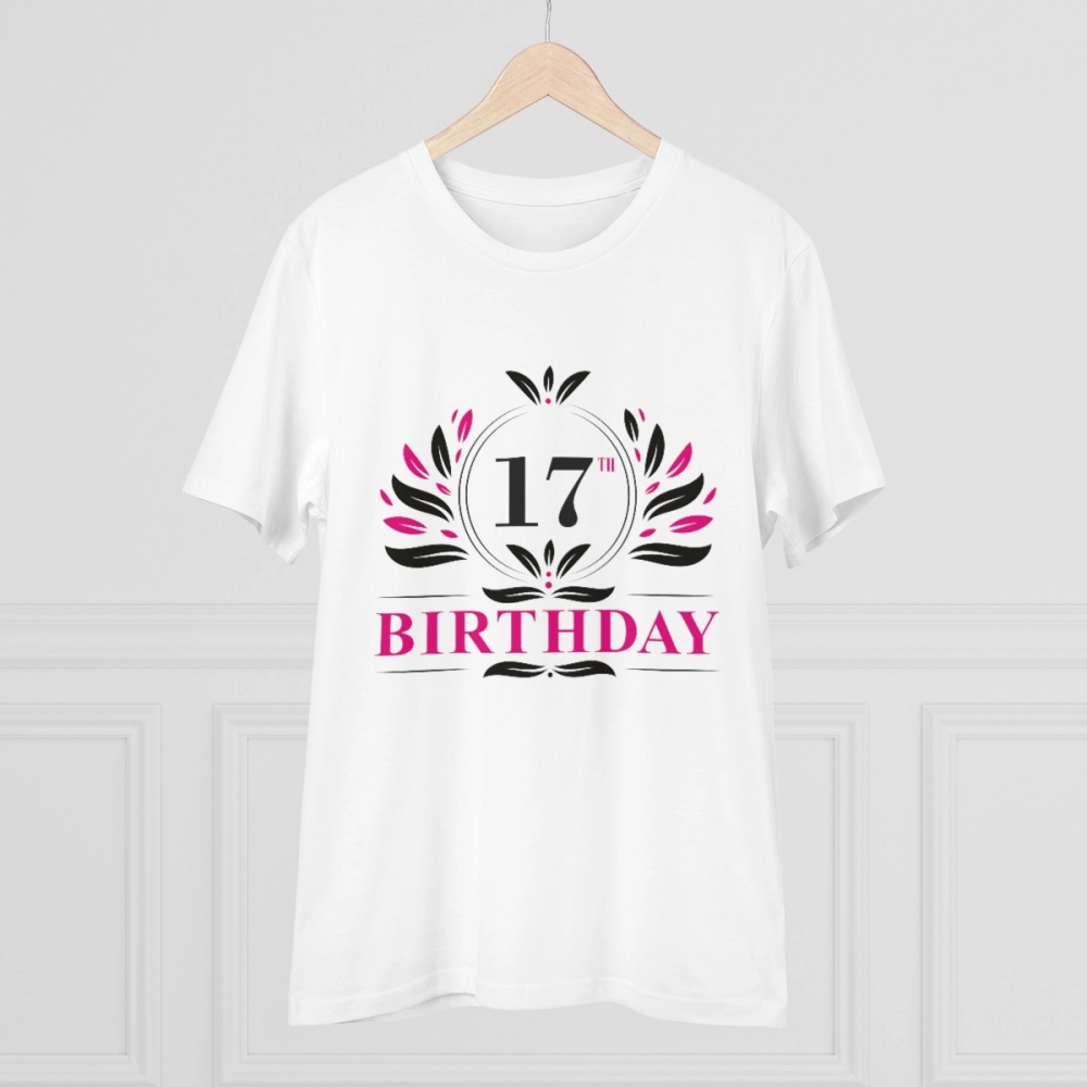 Generic Men's PC Cotton 17th Birthday Printed T Shirt (Color: White, Thread Count: 180GSM) - Image 3