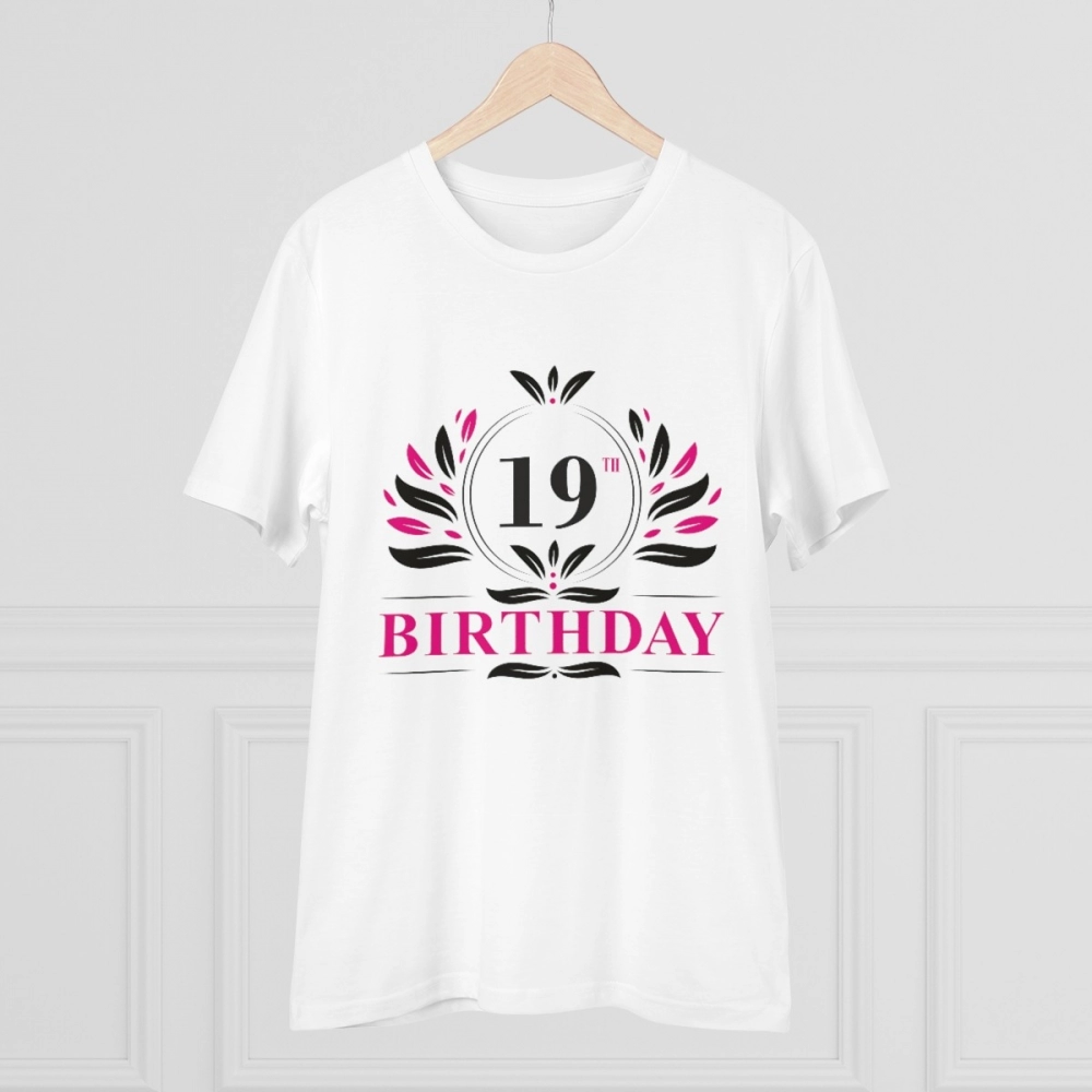 Generic Men's PC Cotton 19th Birthday Printed T Shirt (Color: White, Thread Count: 180GSM) - Image 3