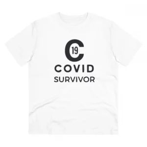 Generic Men's PC Cotton Covid 19 Survivor Printed T Shirt (Color: White, Thread Count: 180GSM)