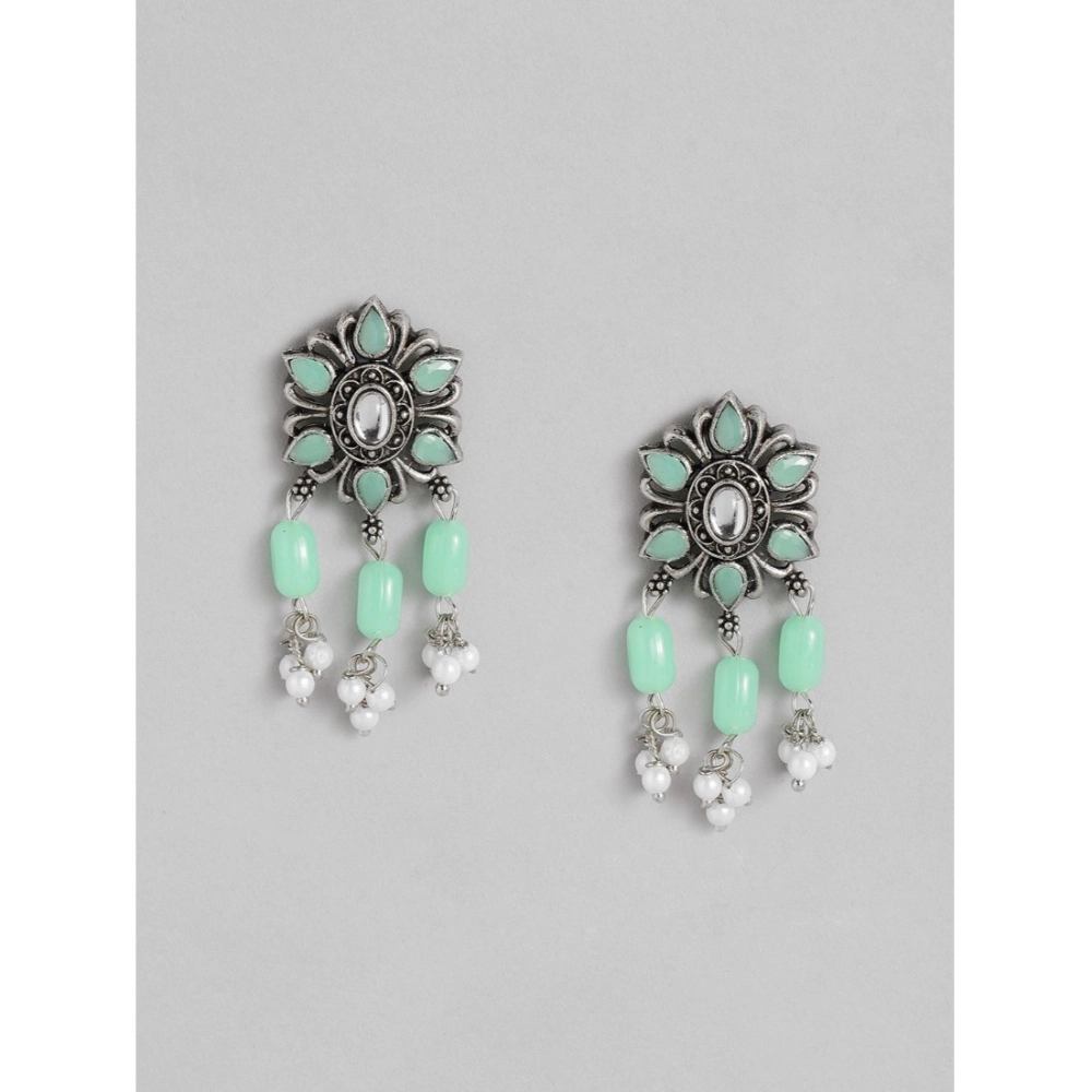 Generic Women's Rose Gold Plated Alloy Necklace & Earings Set (Light Green) - Image 2