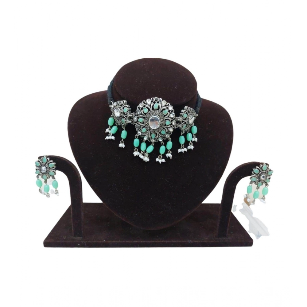 Generic Women's Rose Gold Plated Alloy Necklace & Earings Set (Light Green) - Image 5