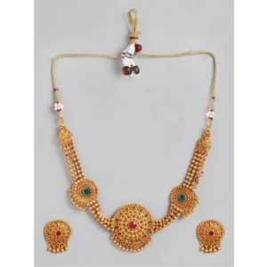 Generic Women's Rose Gold Plated Alloy Necklace & Earings Set (Multicolor)