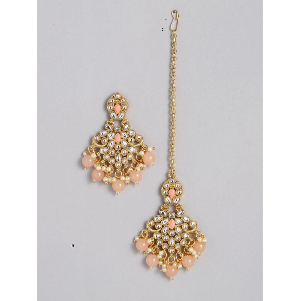 Generic Women's Rose Gold Plated Alloy Necklace & Earings Set (Pink) - Image 3