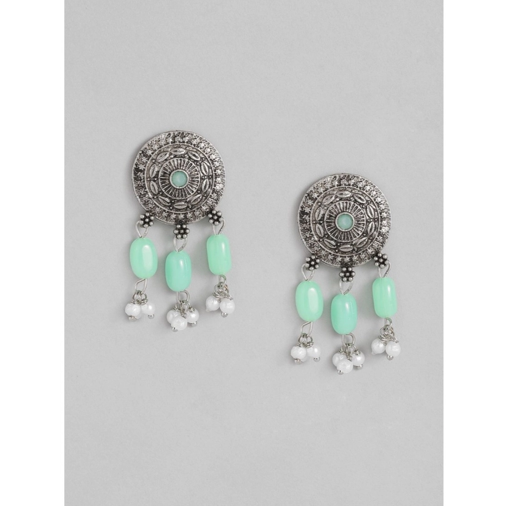 Generic Women's Rose Gold Plated Alloy Necklace & Earings Set (Light Green) - Image 5