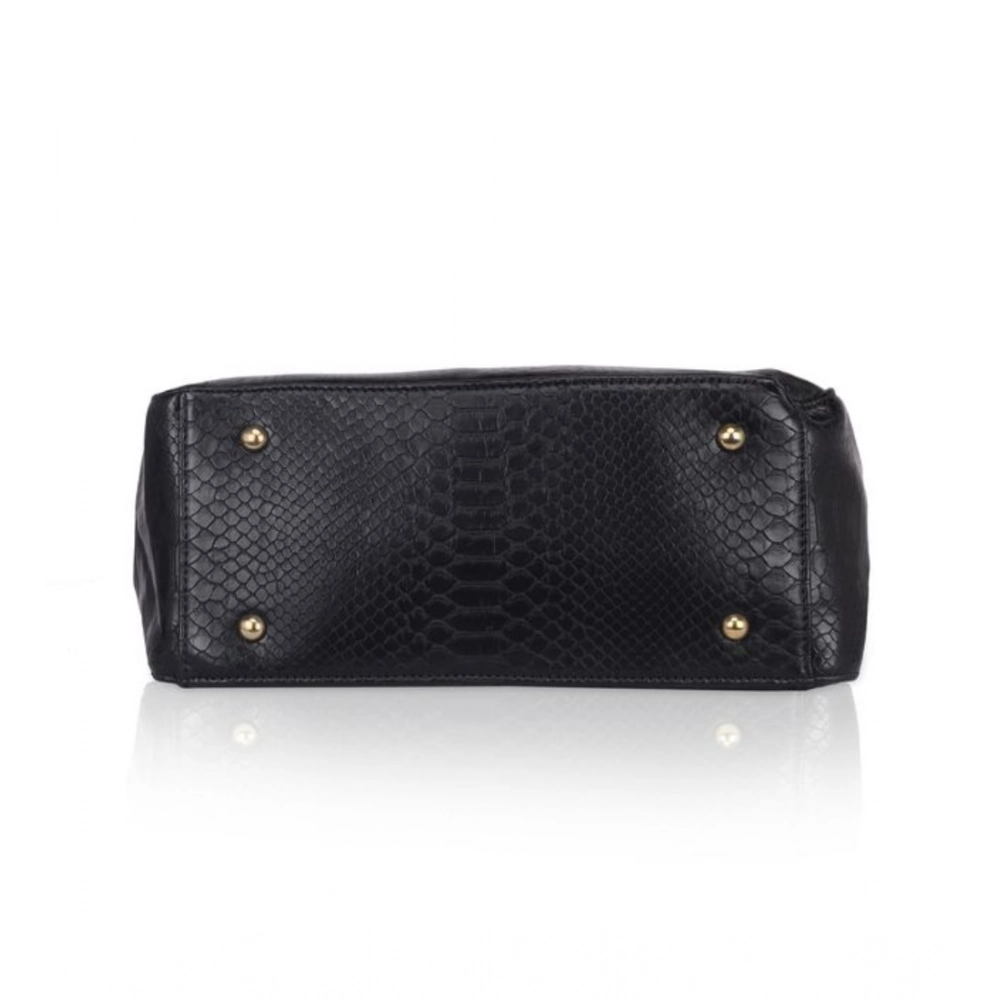 Generic Women's Faux Leather Textured Tote Bag (Black) - Image 2