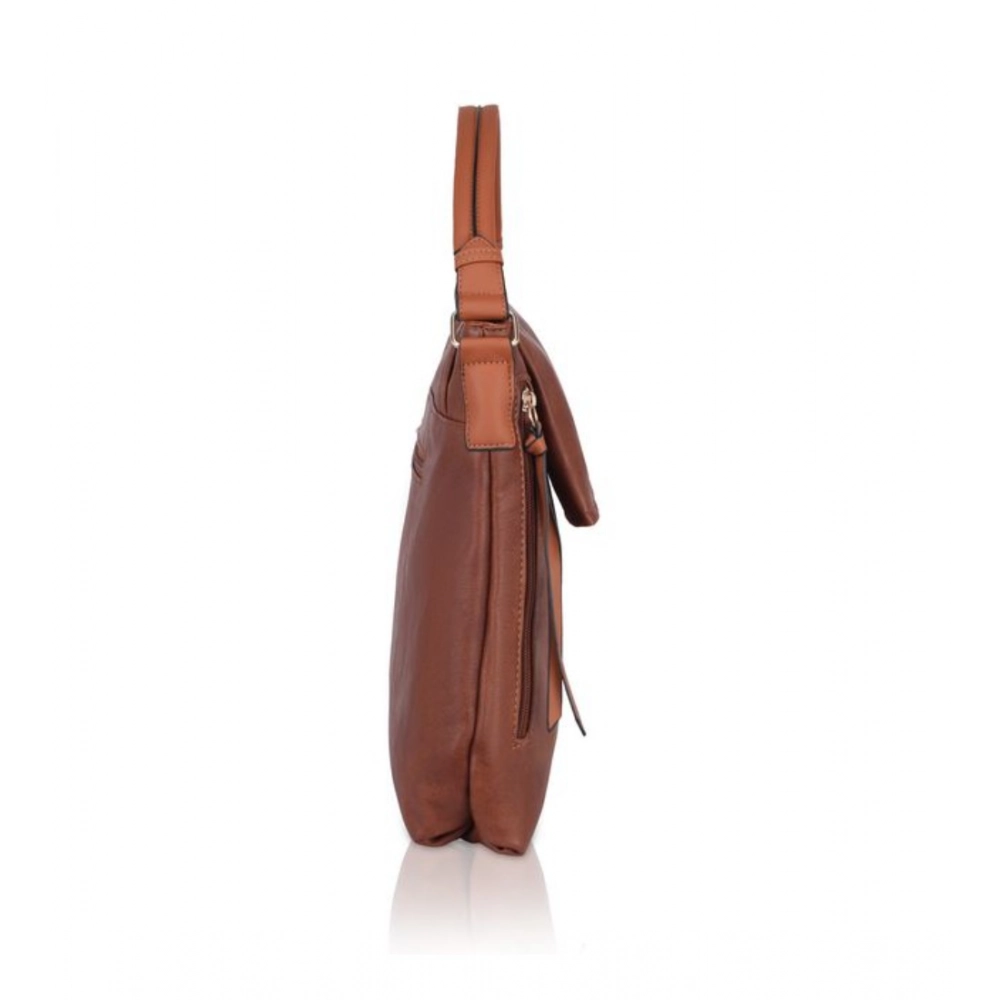 Generic Women's Faux Leather Solid Sling Bag (Brown) - Image 5