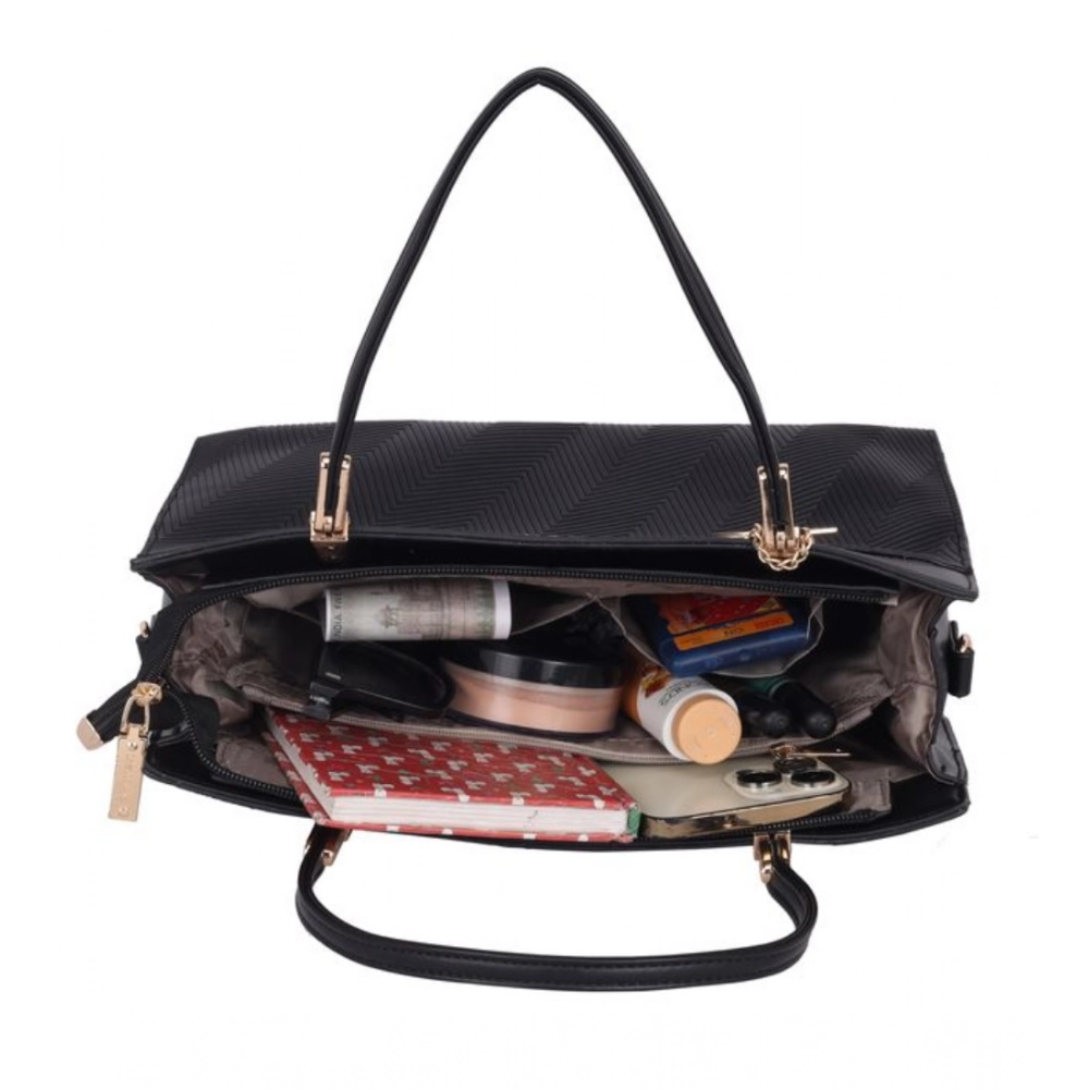 Generic Women's Faux Leather Textured Adjustable Long Belt Handbag (Black) - Image 2