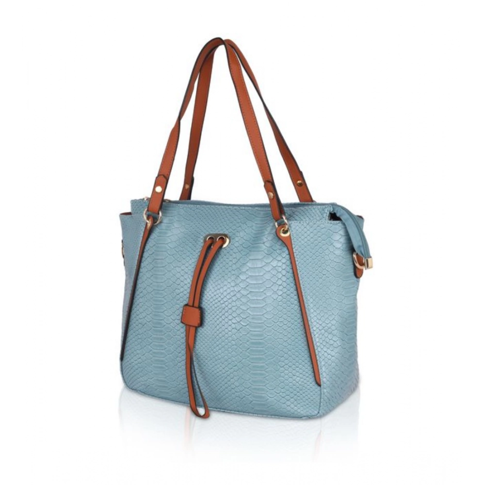 Generic Women's Faux Leather Textured Tote Bag (Blue) - Image 6