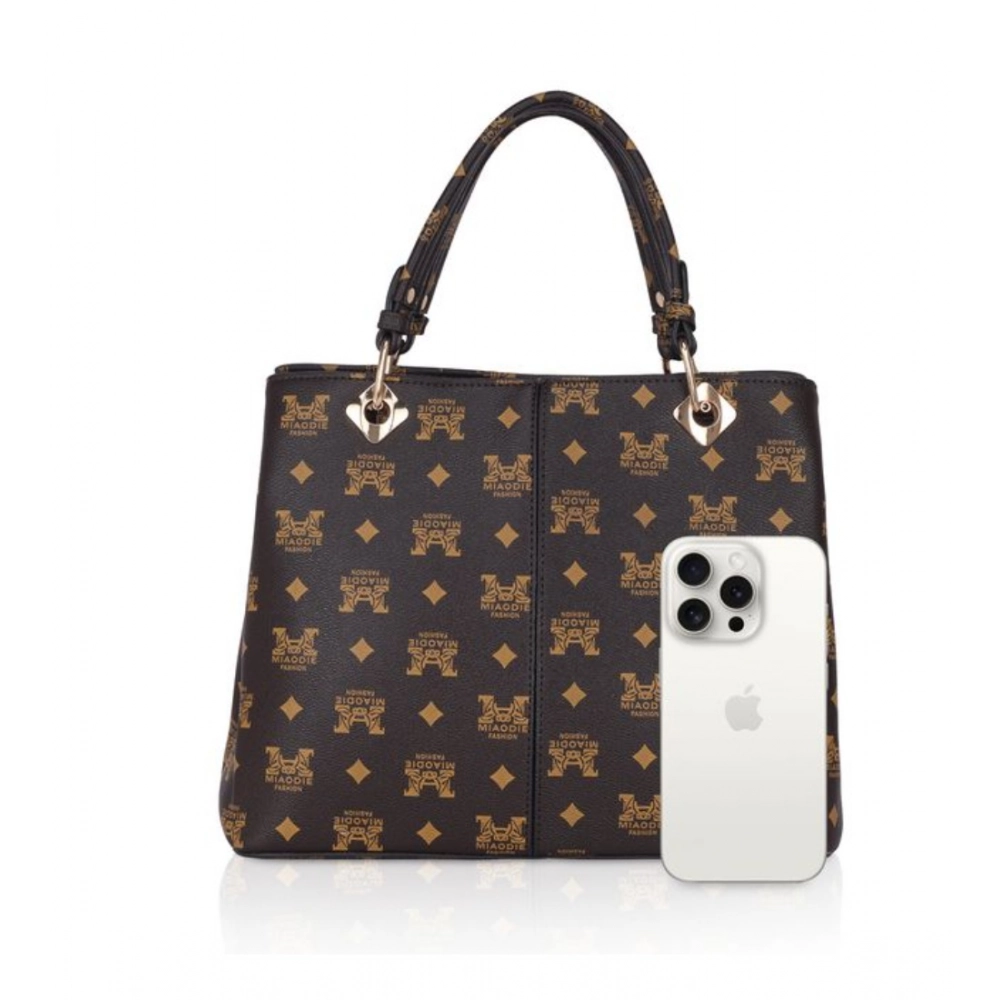 Generic Women's Faux Leather Printed Handheld Bag (Brown ) - Image 5