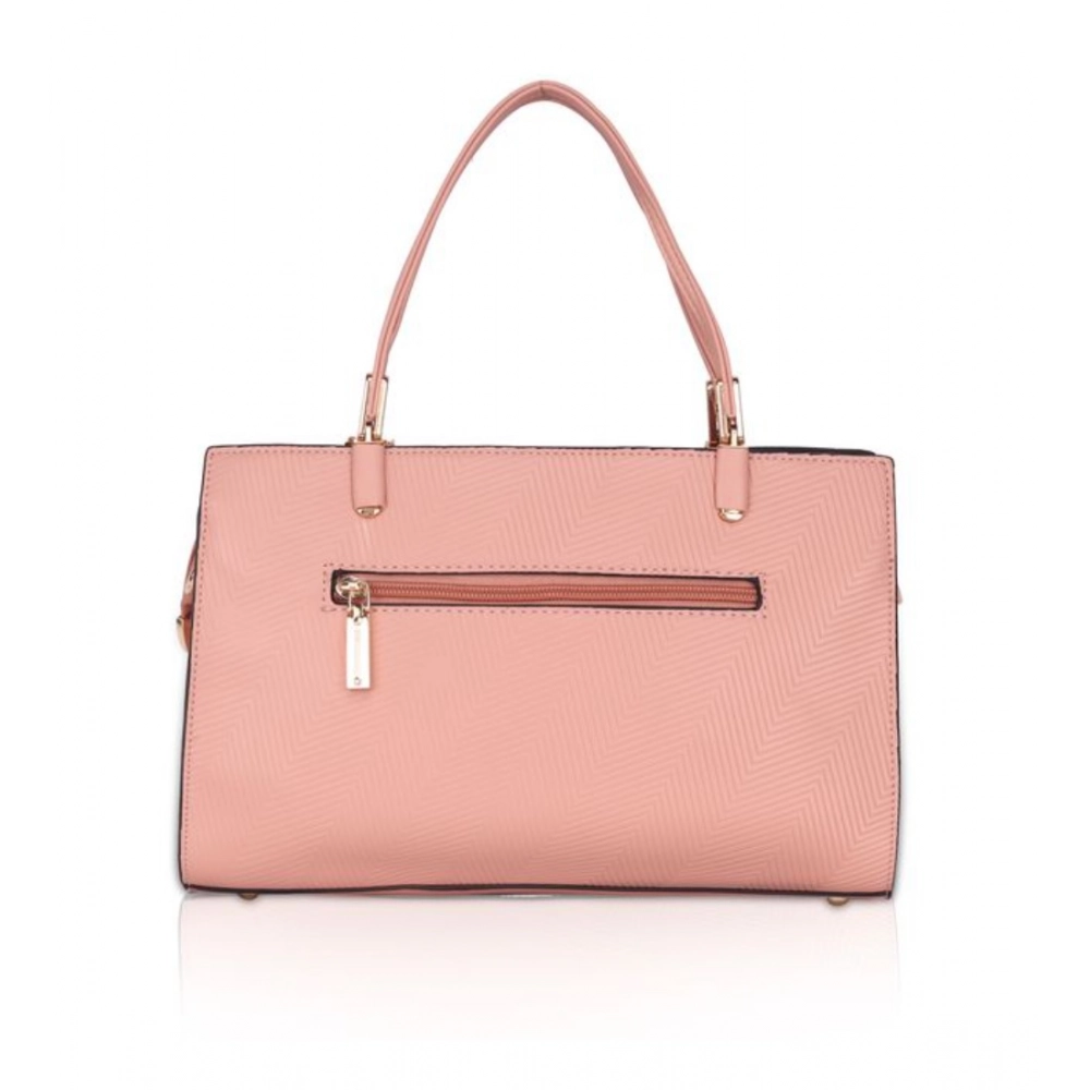 Generic Women's Faux Leather Textured Adjustable Long Belt Handbag (Pink) - Image 4