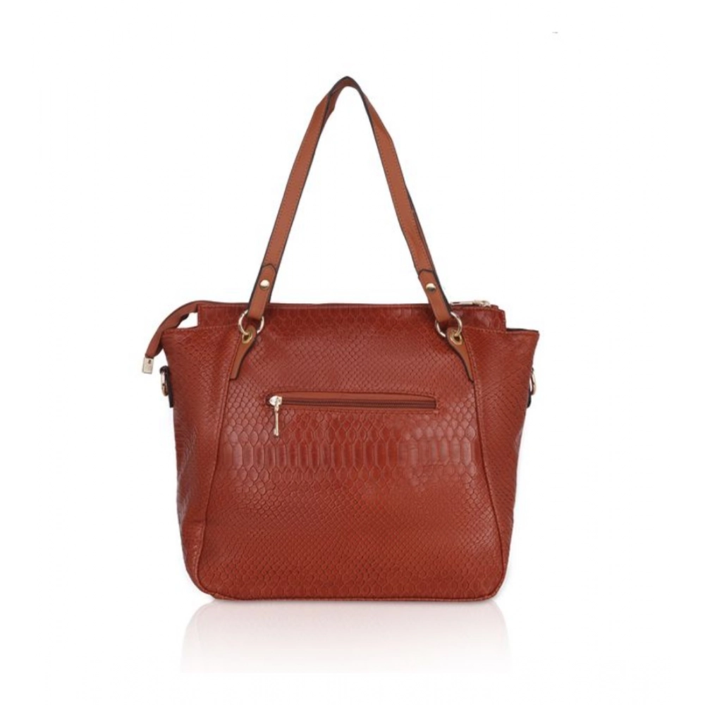Generic Women's Faux Leather Textured Tote Bag (Brown) - Image 4