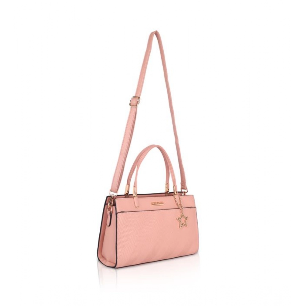 Generic Women's Faux Leather Textured Adjustable Long Belt Handbag (Pink) - Image 2