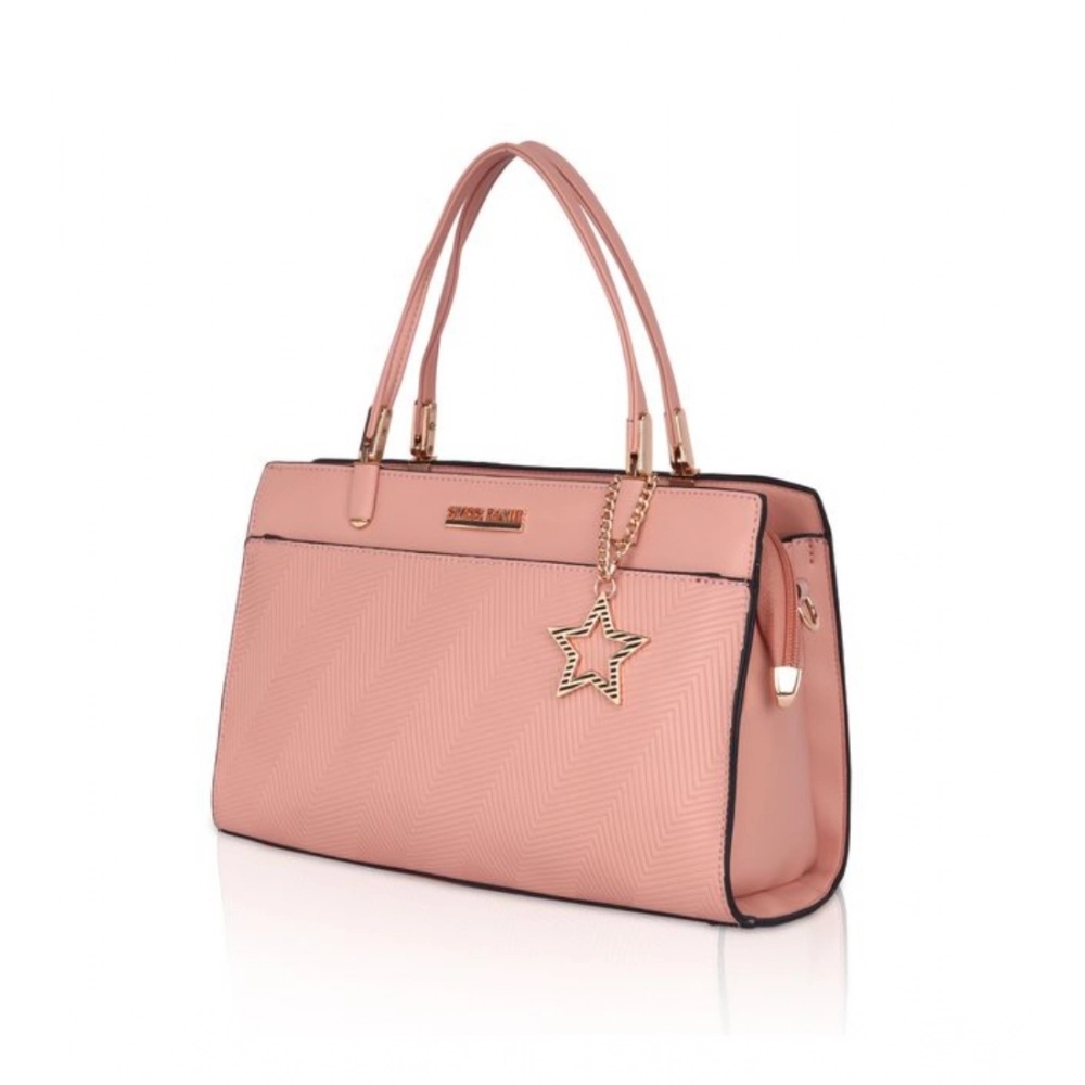 Generic Women's Faux Leather Textured Adjustable Long Belt Handbag (Pink) - Image 6