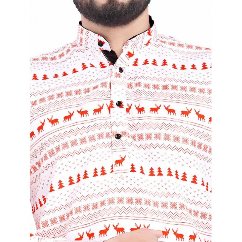 Generic Men's Cotton Blended Printed Full Sleeve Shortkurta (Multicolor) - Image 2