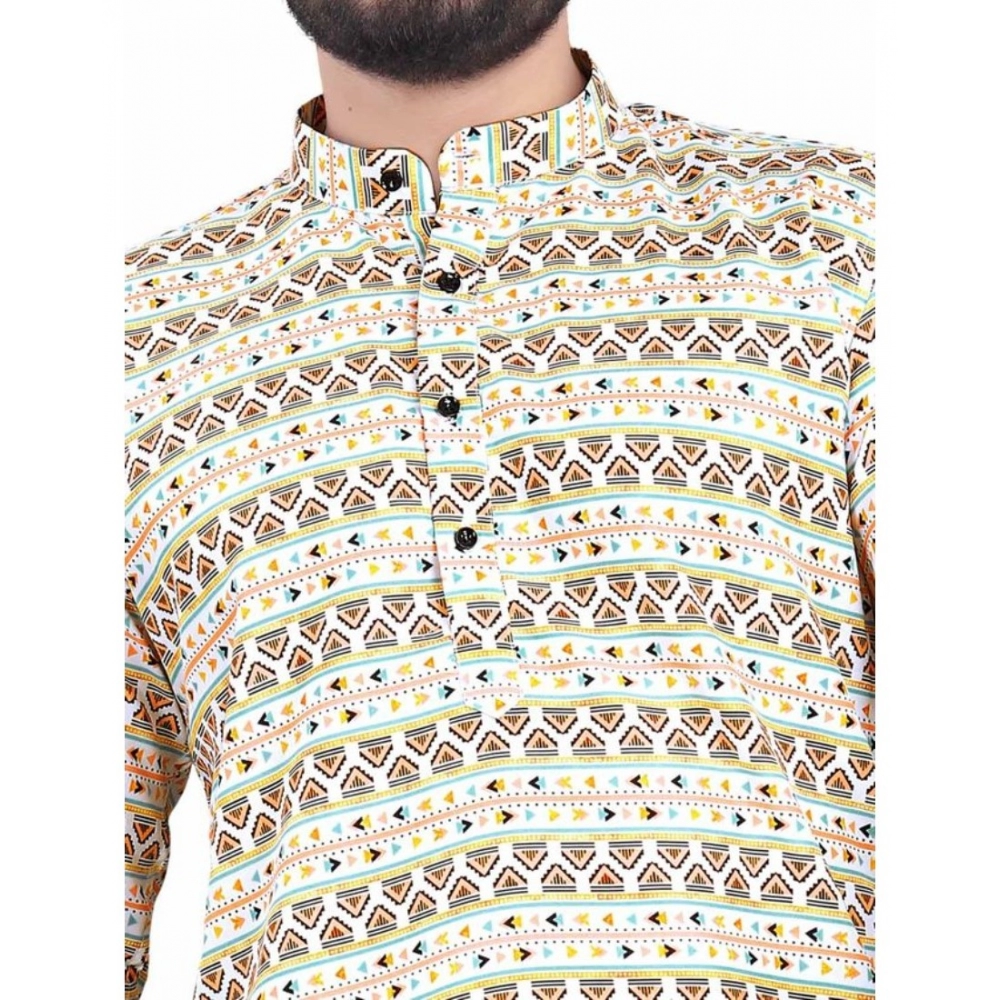 Generic Men's Cotton Blended Printed Full Sleeve Shortkurta (Multicolor) - Image 2
