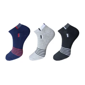 Generic 3_Pair Set Unisex Casual Cotton Striped Ankle Length Socks (Multicolor)
