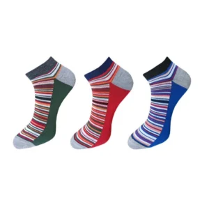 Generic 3_Pair Set Unisex Casual Cotton Striped Ankle Length Socks (Multicolor)