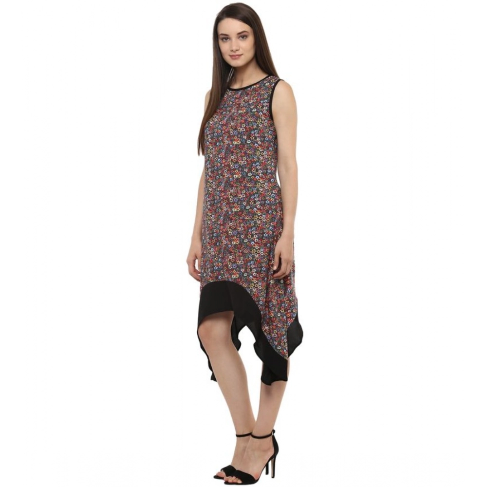 Generic Women's Polyester Printed Sleeveless Knee-Length Dress (Multicolor) - Image 3