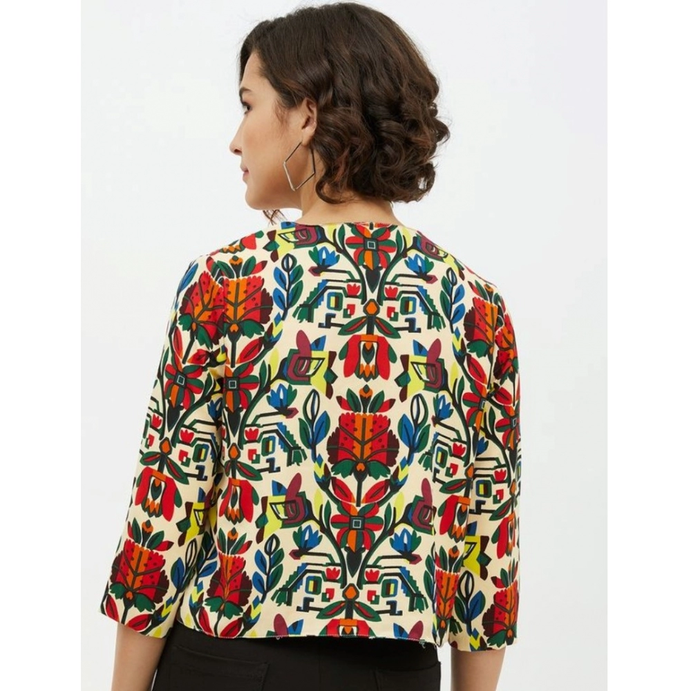 Generic Women's Polyester Floral 3-4th Sleeves Shrug (Multicolor) - Image 7