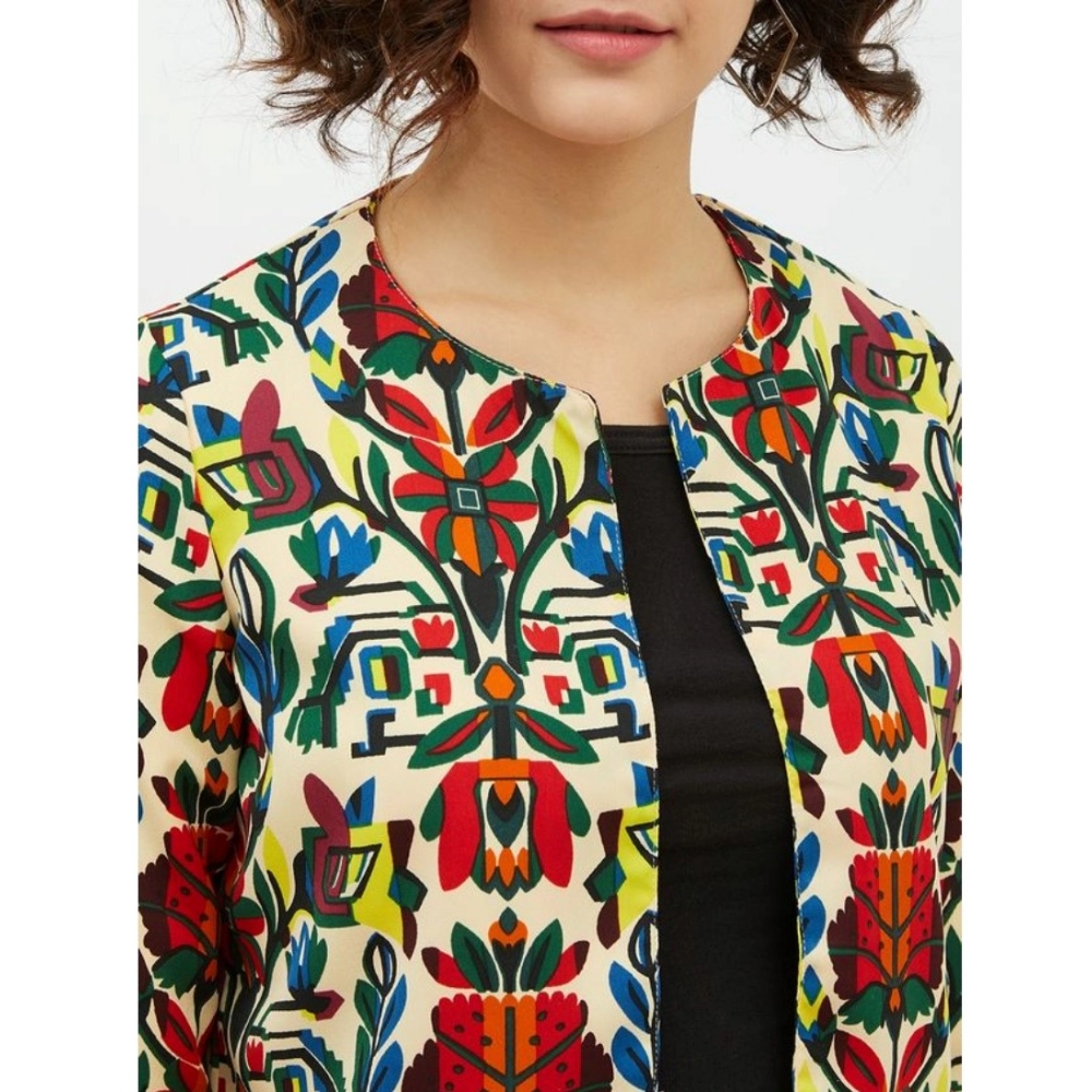 Generic Women's Polyester Floral 3-4th Sleeves Shrug (Multicolor) - Image 2