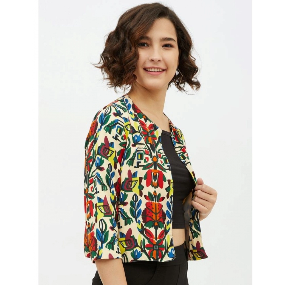 Generic Women's Polyester Floral 3-4th Sleeves Shrug (Multicolor) - Image 4