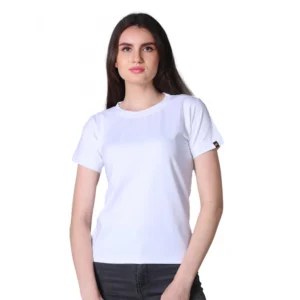 Generic Women's Cotton Blended Solid Round Neck Half Sleeve T-Shirt (White)