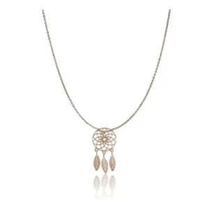 Generic Women's Stainless Steel Dream Catcher Pendent Delicate Chain (Gold Plated)
