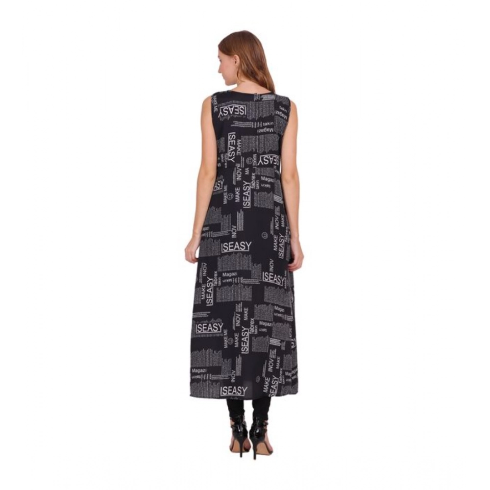 Generic Women's Casual Crepe Sleeveless Slit Dress (Black) - Image 3