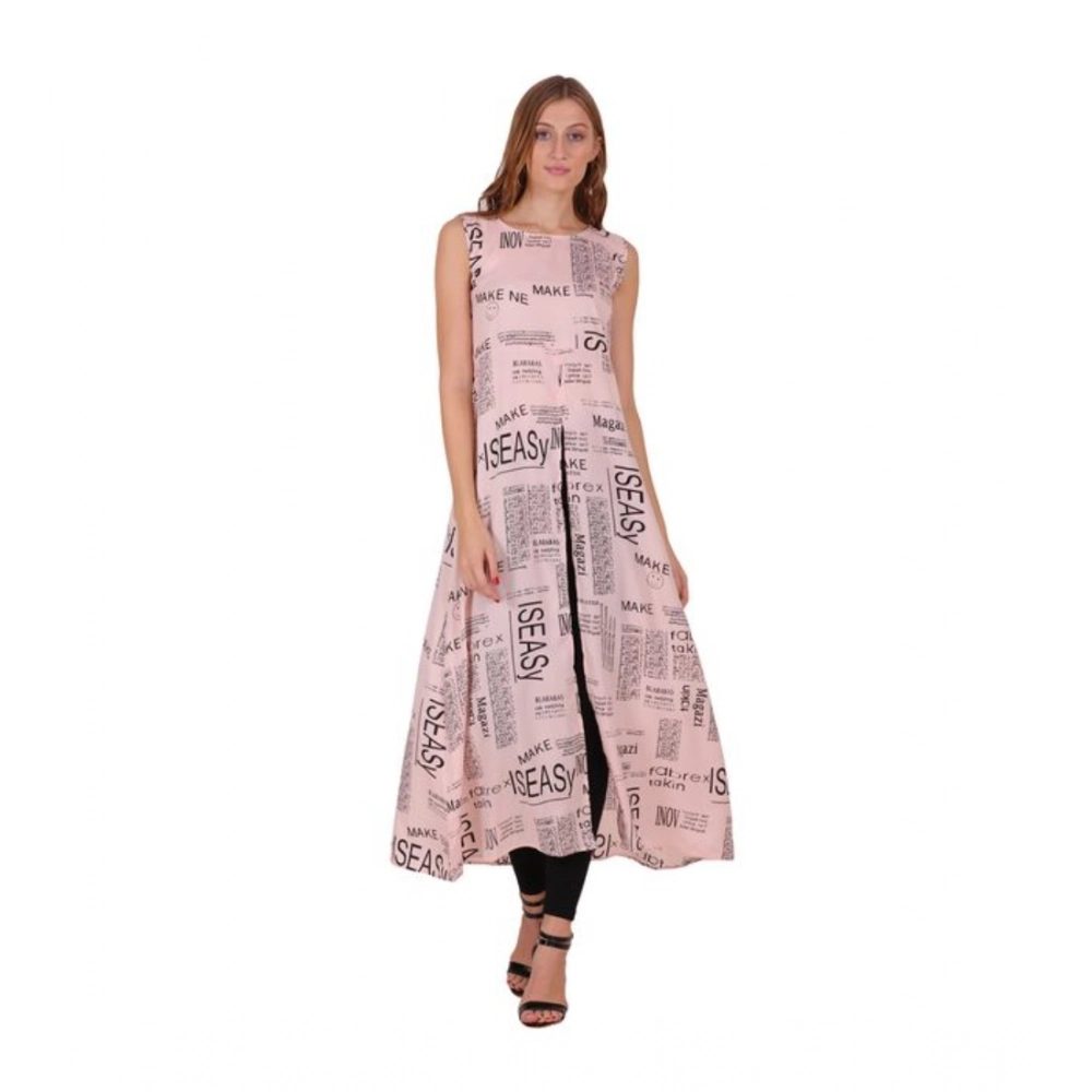 Generic Women's Casual Crepe Sleeveless Slit Dress (Light Pink) - Image 4