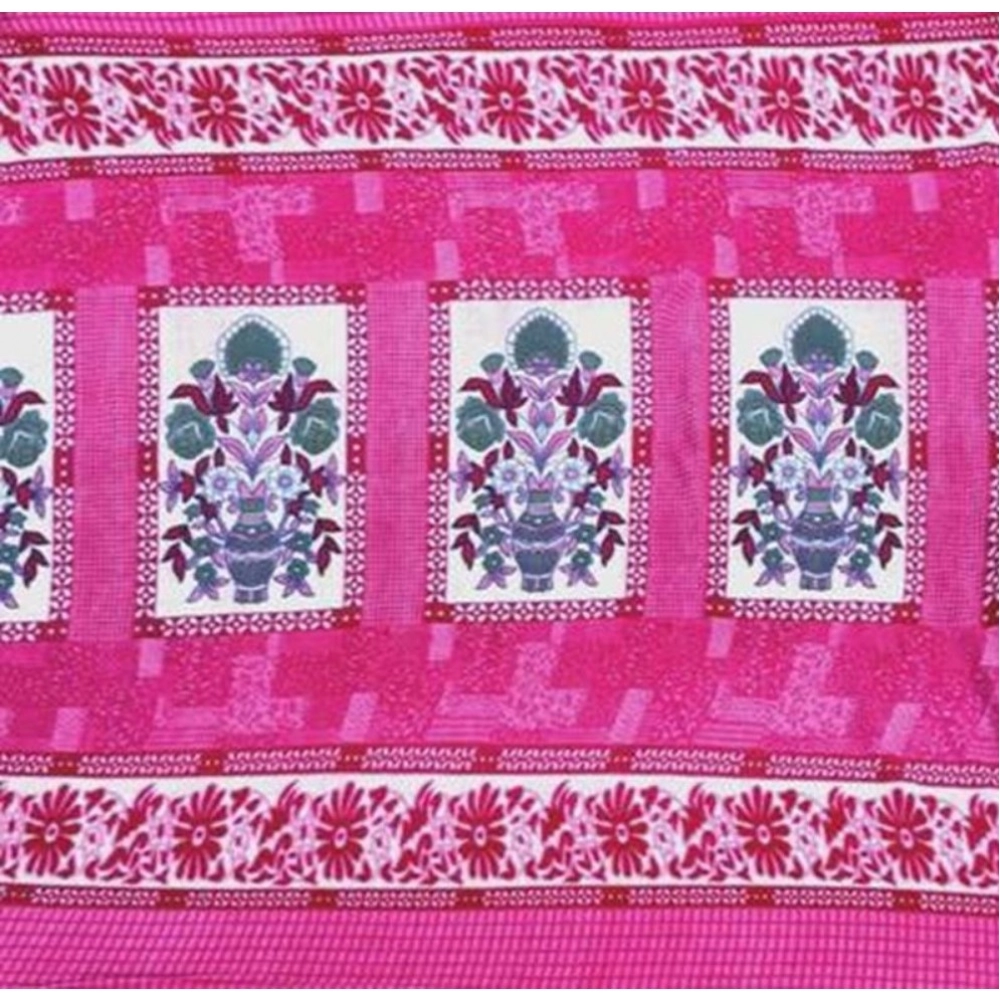 Generic Fleece Floral Printed Double Polar Warm Bedsheet with 2 Pillow Cover (Pink) - Image 3