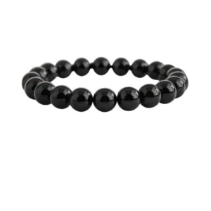 Generic Natural Crystal 8mm Black Obsidian Bracelet (Black)