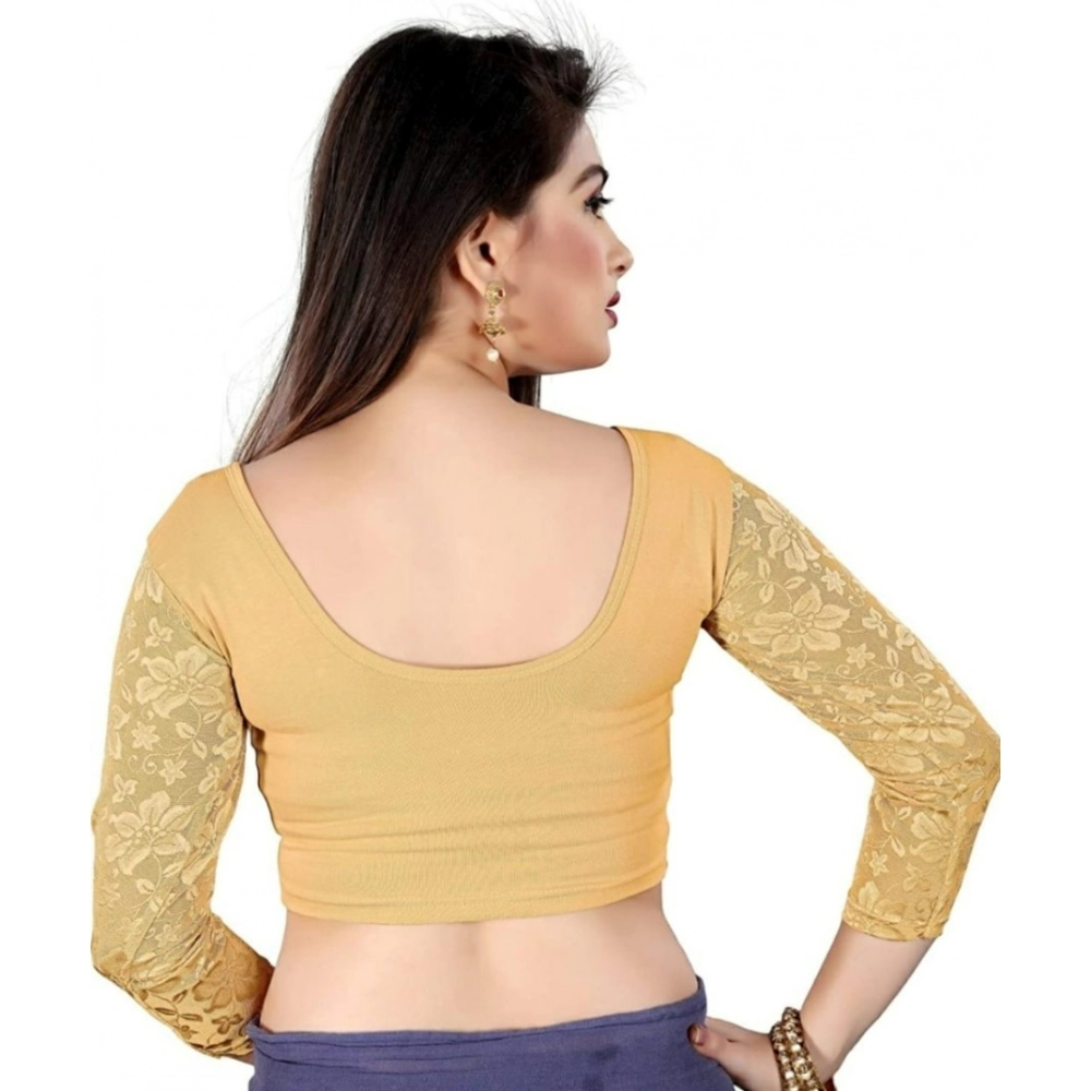 Generic Women's 3/4 th Sleeve Cotton Lycra Readymade Blouse (Skin, Free Size) - Image 4