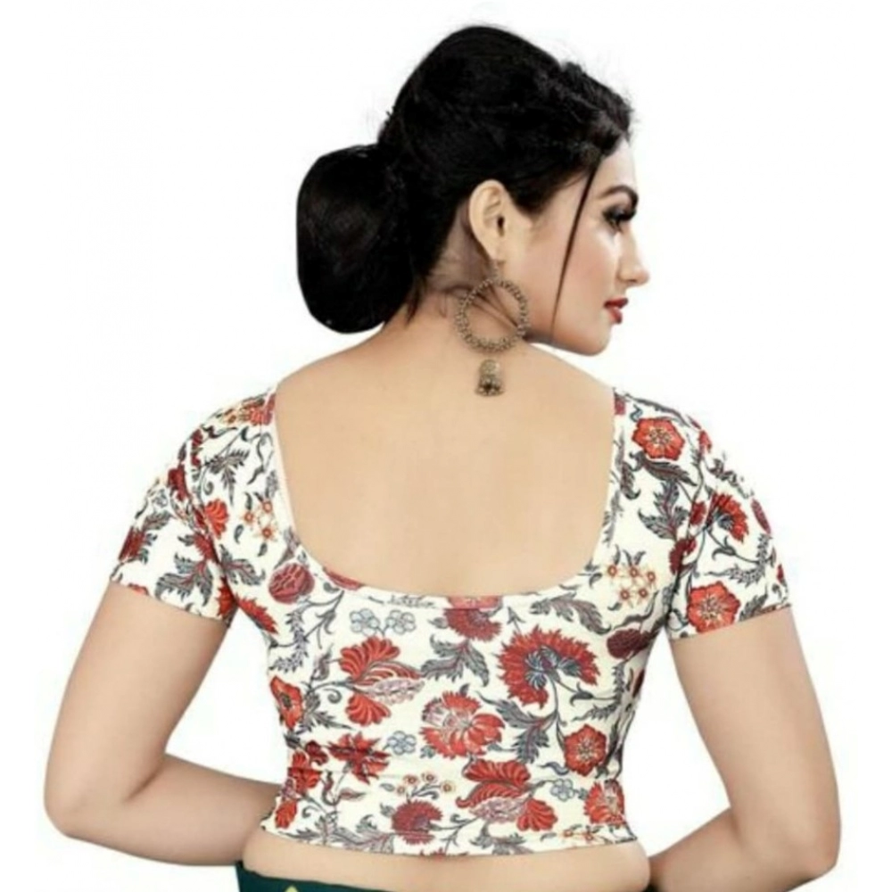 Generic Women's Short Sleeve Lycra Blend Readymade Blouse (Multi Color, Free Size: Up To 34 Inch) - Image 4
