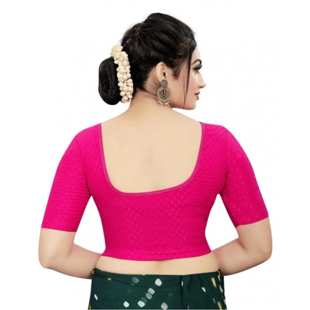 Generic Women's Cotton Lycra Blend Solid Non Padded Readymade Blouse (Rani, Size: Free Size) - Image 4