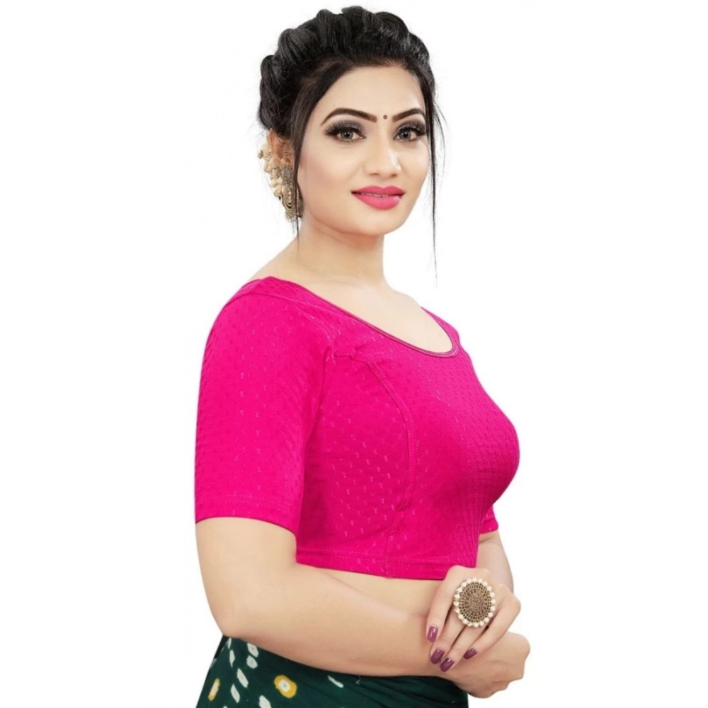 Generic Women's Cotton Lycra Blend Solid Non Padded Readymade Blouse (Rani, Size: Free Size) - Image 2