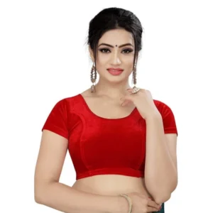 Generic Women'sย Velvet Solid Non Padded Readymade Blouse (Red, Size: Free Size)