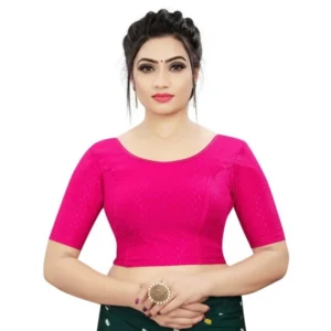Generic Women'sย Cotton Lycra Blend Solid Non Padded Readymade Blouse (Rani, Size: Free Size)